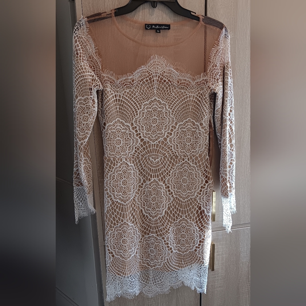 For Love And Lemons White Lace Long Sleeve Dress